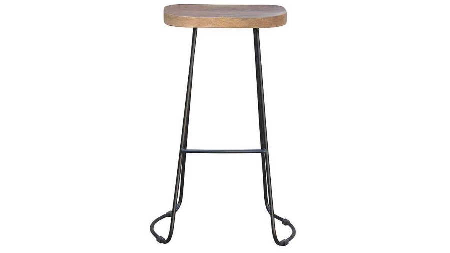 Chaise & Tabouret Miliboo Tabouret De Bar | Tabourets De Bar Manguier Massif Et M Tal 75 Cm (Lot De 2) Runko