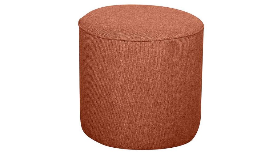 Canap & Fauteuil Miliboo | Pouf Rond En Tissu Brique D40 Cm Coq