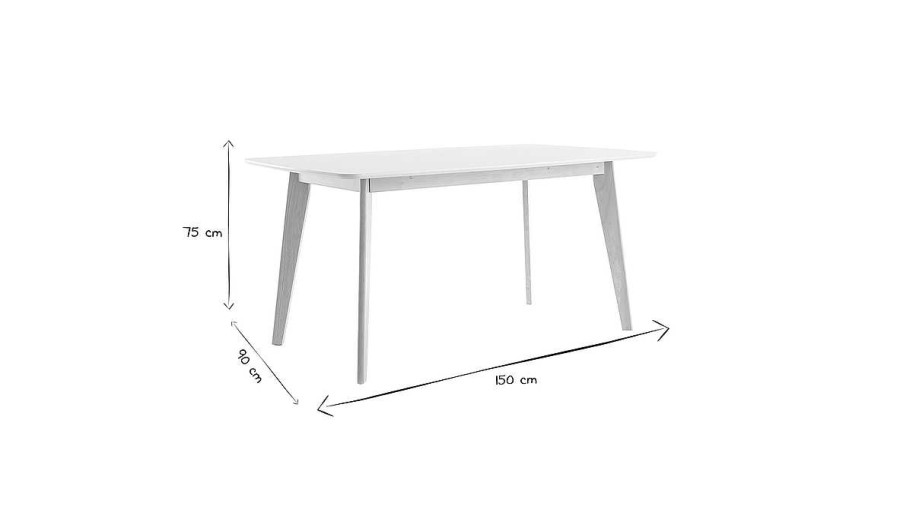 Table Miliboo Table Manger Fixe | Table Manger Scandinave Blanc Et Bois Clair Rectangulaire L150 Cm Leena