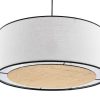 Luminaire Miliboo | Suspension Cylindrique En Lin Blanc Et Rabane Naturelle D50 Cm Traves