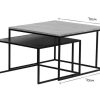 Table Miliboo | Tables Basses Gigognes Carr Es Bois Manguier Massif Et M Tal Noir (Lot De 2) Tahl