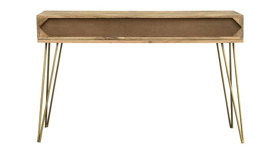 Table Miliboo | Console Avec Rangements 3 Tiroirs En Bois Manguier Massif Grav Et M Tal Dor L120 Cm Linium