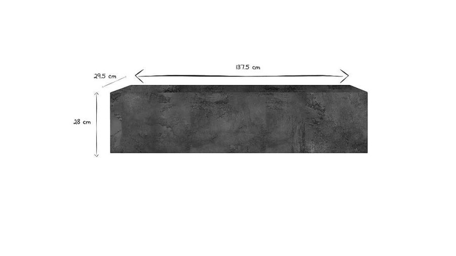 Bureau Miliboo | L Ment Mural Tv Horizontal Finition M Tal Oxyd L138 Cm Eternel