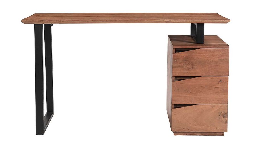 Bureau Miliboo Bureau Design | Bureau Avec Rangements 3 Tiroirs Industriel Bois Massif Et M Tal Noir L130 Cm Horace