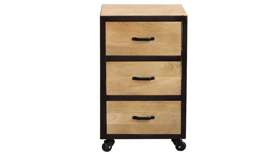 Bureau Miliboo Rangement Bureau | Caisson De Bureau Roulettes 3 Tiroirs Industriel Bois Massif Et M Tal Noir Industria