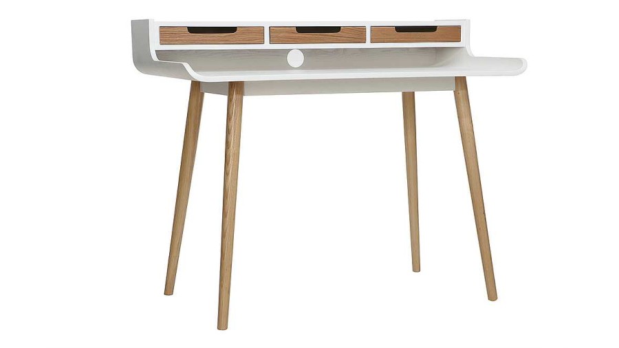 Bureau Miliboo Bureau Design | Bureau Avec Rangements Scandinave Bois Clair Et Blanc L110 Cm Opus