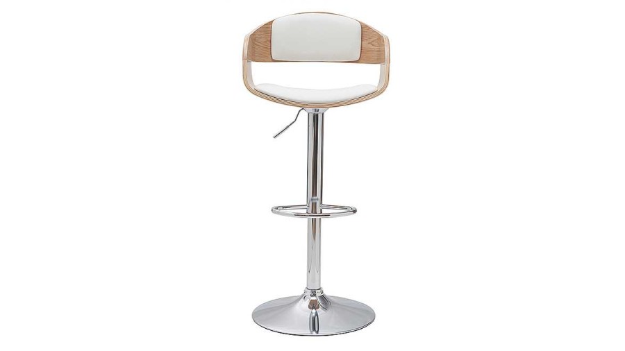 Chaise & Tabouret Miliboo Tabouret De Bar | Tabouret De Bar Design R Glable Blanc Et Bois Clair Eustache