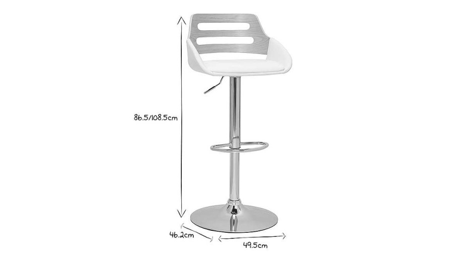 Chaise & Tabouret Miliboo Tabouret De Bar | Tabouret De Bar Relevable Design Blanc Et Ch Ne Pernik