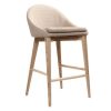 Chaise & Tabouret Miliboo Tabouret De Bar | Tabouret De Bar Design En Tissu Beige Et Bois Clair 65 Cm Dalia