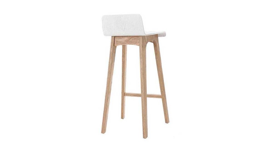 Chaise & Tabouret Miliboo Tabouret De Bar | Tabourets De Bar Scandinaves Blancs Et Bois Clair H75 Cm (Lot De 2) Baltik