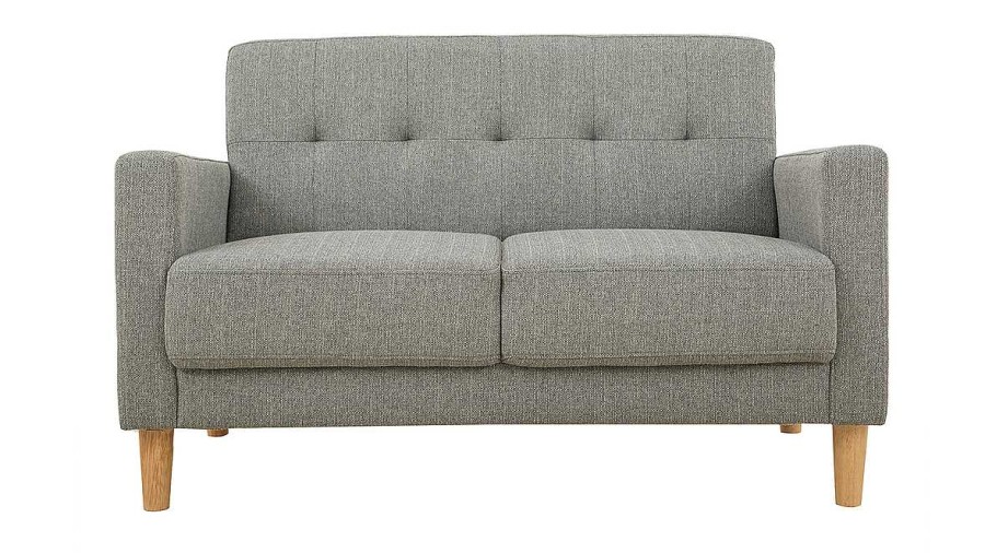 Canap & Fauteuil Miliboo Canap Design | Canap Scandinave 2 Places En Tissu Gris Et Bois Clair Moon