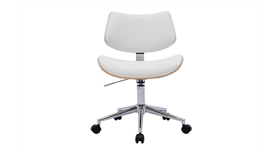 Chaise & Tabouret Miliboo | Chaise De Bureau Roulettes Design Blanc, Bois Clair Ch Ne Et M Tal Malmo