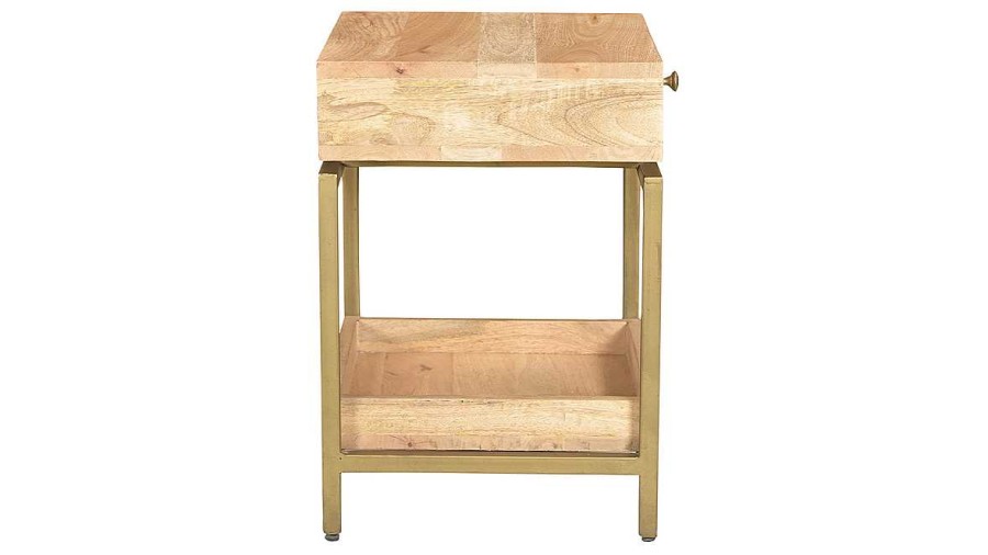 Chambre Miliboo | Table De Chevet Avec Rangements En Bois Manguier Massif Et M Tal Dor Octavie