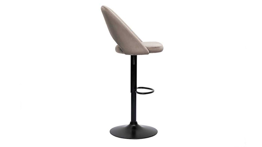 Chaise & Tabouret Miliboo Tabouret De Bar | Tabourets De Bar Relevables En Velours Taupe Et M Tal Noir (Lot De 2) Cosette