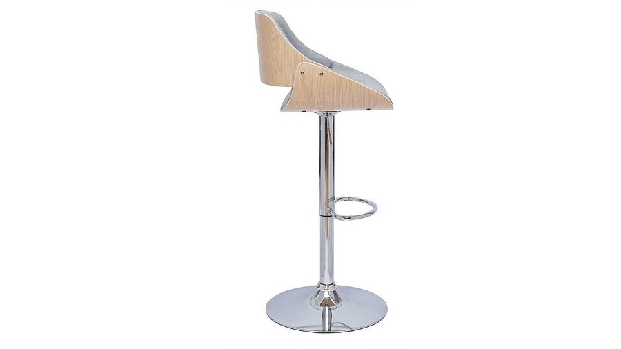 Chaise & Tabouret Miliboo Tabouret De Bar | Tabouret De Bar Design R Glable Tissu Gris Et Bois Clair Clash