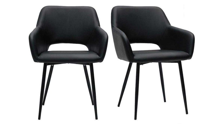 Chaise & Tabouret Miliboo Chaise Design | Chaises Noires (Lot De 2) Laurette