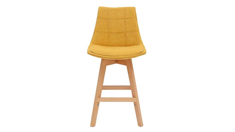 Chaise & Tabouret Miliboo Tabouret De Bar | Tabourets De Bar Scandinaves Tissu Effet Velours Jaune Moutarde 65 Cm (Lot De 2) Matilde