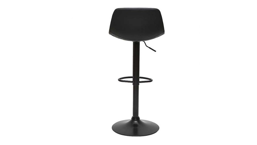 Chaise & Tabouret Miliboo Tabouret De Bar | Tabourets De Bar Relevables Polyur Thane Et M Tal Noir (Lot De 2) Nonie