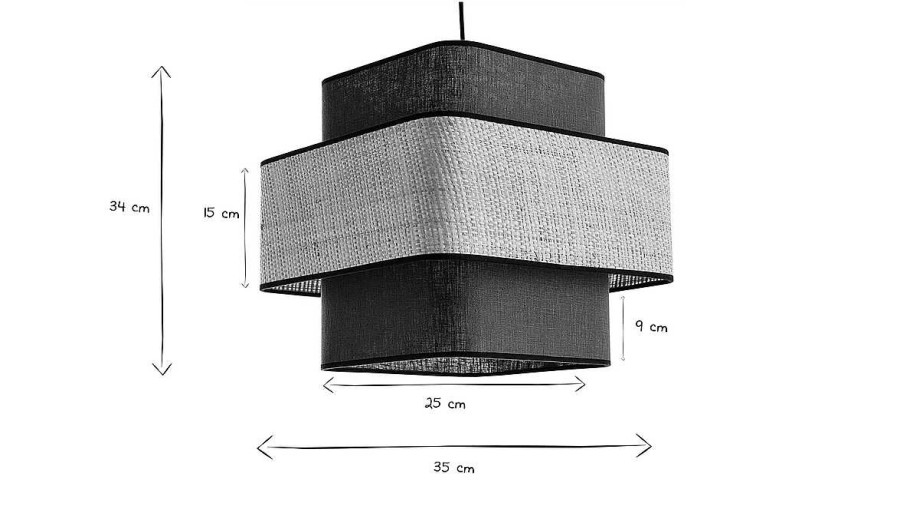 Luminaire Miliboo | Suspension Cube En Lin Bleu Canard Et Rabane Naturelle L35 Cm Tera