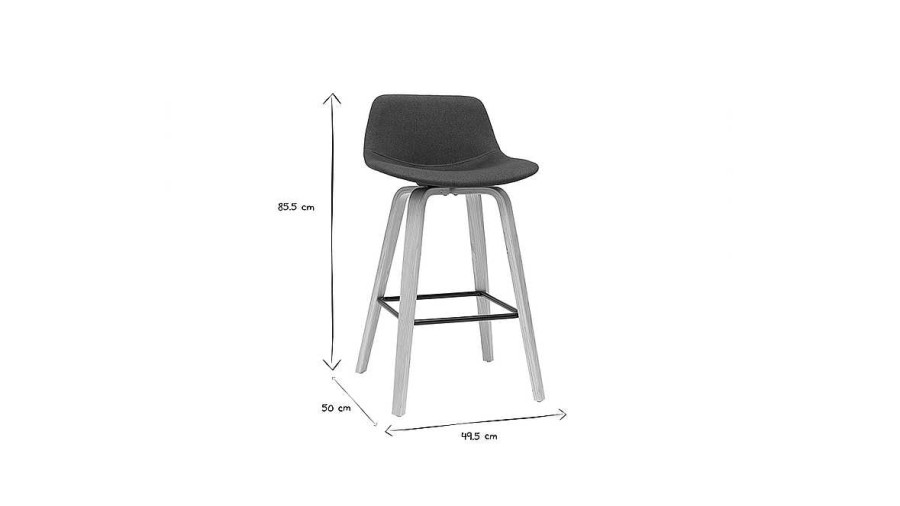 Chaise & Tabouret Miliboo Tabouret De Bar | Tabourets De Bar Scandinaves Gris Fonc H65 Cm (Lot De 2) Nonie