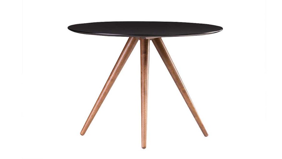 Table Miliboo Table Manger Fixe | Table Manger Ronde Design Noyer Et Noir D106 Cm Walford