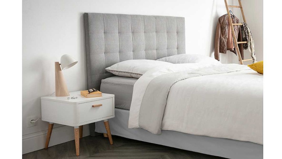 Chambre Miliboo | T Te De Lit Capitonn E En Tissu Gris L160 Cm Halciona