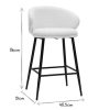 Chaise & Tabouret Miliboo Tabouret De Bar | Tabourets De Bar Design En Tissu Effet Laine Boucl E Blanc Cass Et M Tal Noir H86 Cm (Lot De 2) Rosalie