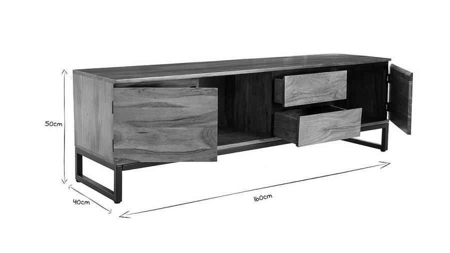 Rangement Miliboo Meuble Tv Design | Meuble Tv En Bois Massif L160 Cm Hoorn