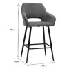 Chaise & Tabouret Miliboo Tabouret De Bar | Tabourets De Bar En Tissu Effet Velours Textur Gris Et M Tal H65 Cm (Lot De 2) Laurette