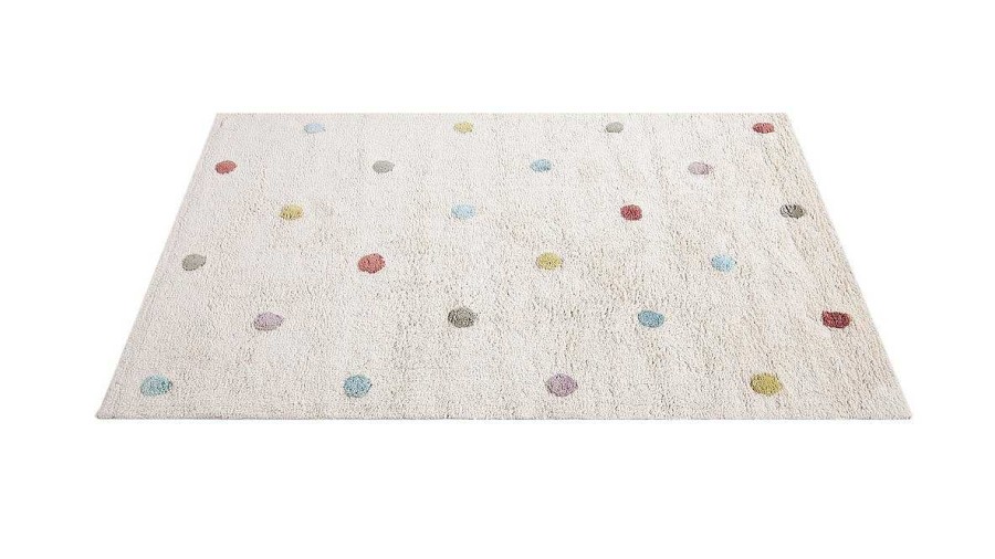 Enfant Miliboo | Tapis Enfant En Coton Beige Motif Pois Multicolore 100 X 150 Cm Dada