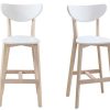 Chaise & Tabouret Miliboo Tabouret De Bar | Tabourets De Bar Scandinaves Blanc Et Bois H65 Cm (Lot De 2) Leena