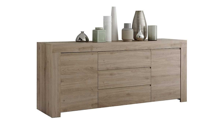 Rangement Miliboo | Buffet Finition Bois Ch Ne 2 Portes 3 Tiroirs L184 Cm Tino