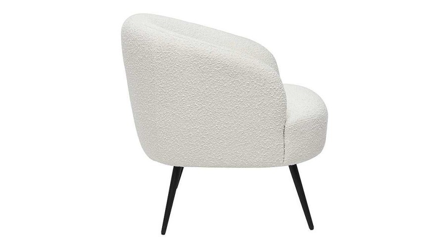 Canap & Fauteuil Miliboo Fauteuil Design | Fauteuil Design En Tissu Effet Laine Boucl E Blanc Cass Et M Tal Noir Maggie