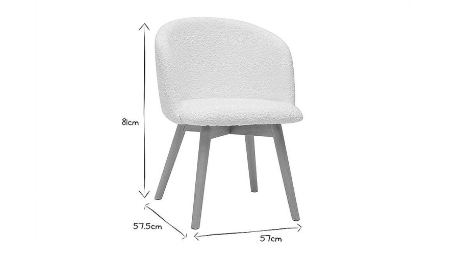 Chaise & Tabouret Miliboo Chaise Design | Chaises Scandinaves En Tissu Effet Laine Boucl E Blanc Cass Et Bois Clair Massif (Lot De 2) Vanity