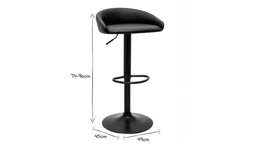 Chaise & Tabouret Miliboo Tabouret De Bar | Tabourets De Bar Design Relevables Noirs (Lot De 2) Reynold