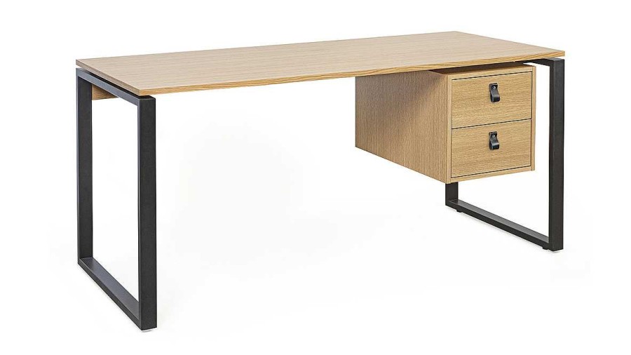 Bureau Miliboo Bureau Design | Bureau Avec Rangements 2 Tiroirs Industriel Bois Clair Ch Ne Et M Tal Noir L160 Cm Opal