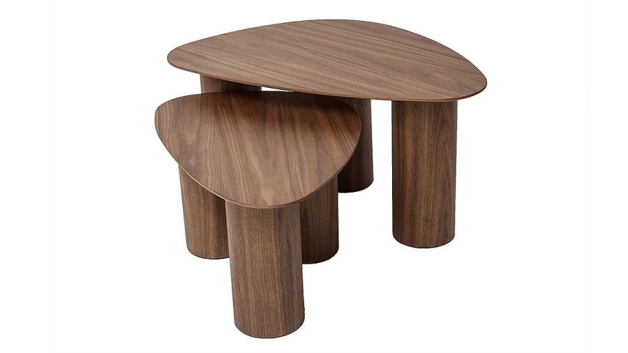 Table Miliboo | Tables Basses Gigognes Design En Bois Fonc (Lot De 2) Foleen