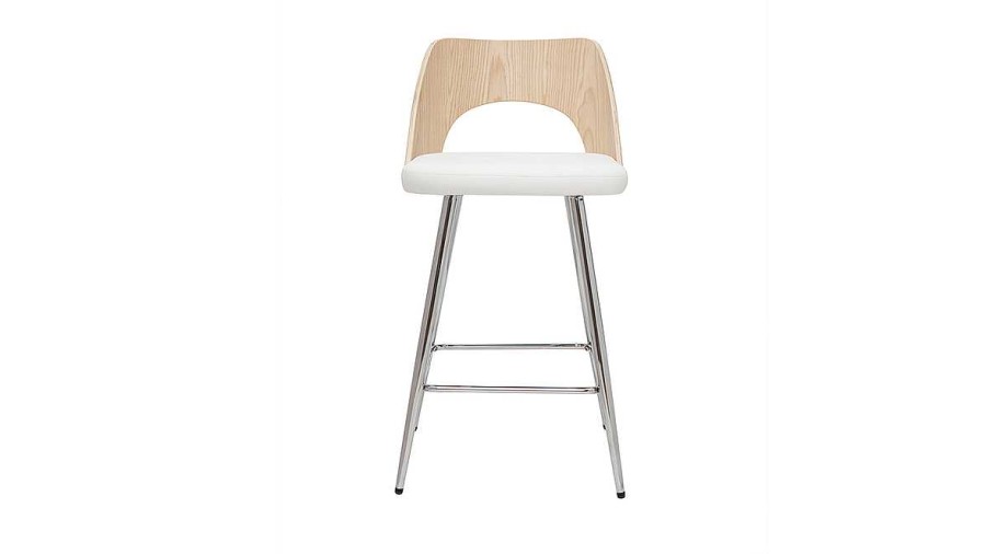 Chaise & Tabouret Miliboo Tabouret De Bar | Tabourets De Bar Design Bois Et Blanc H66.5 (Lot De 2) Falcom