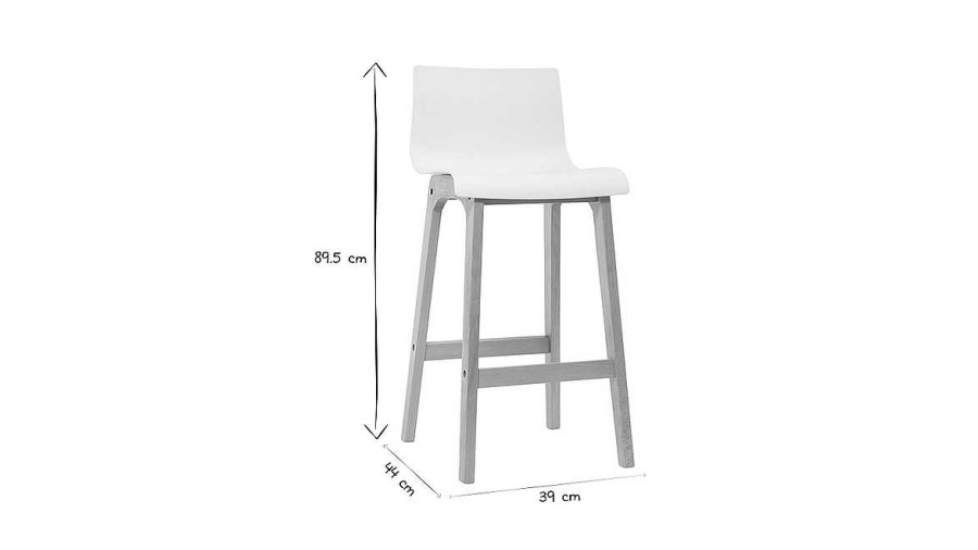 Chaise & Tabouret Miliboo Tabouret De Bar | Tabourets De Bar Design Bois Et Blanc H65 Cm (Lot De 2) New Surf