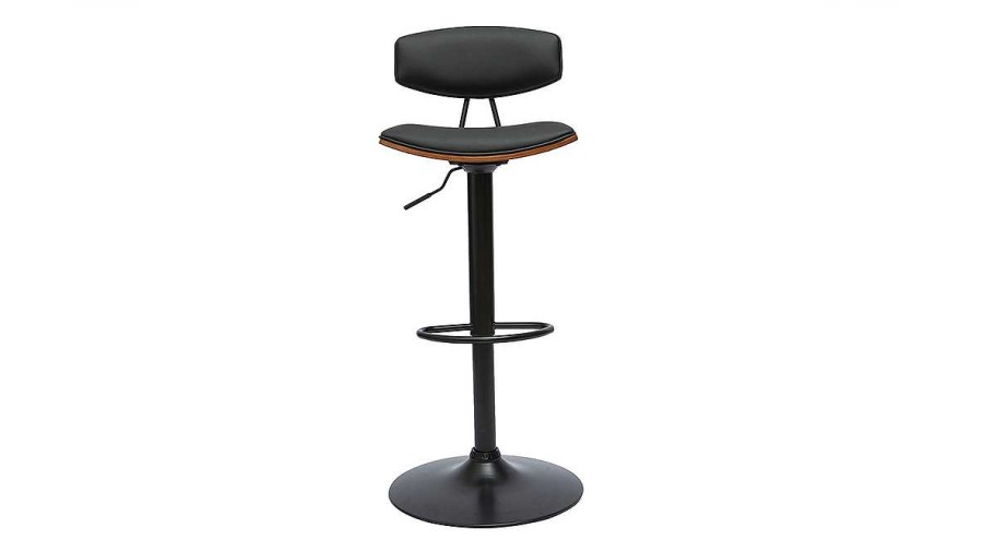 Chaise & Tabouret Miliboo Tabouret De Bar | Tabourets De Bar Design R Glables Noir Et Bois Fonc (Lot De 2) Vasco