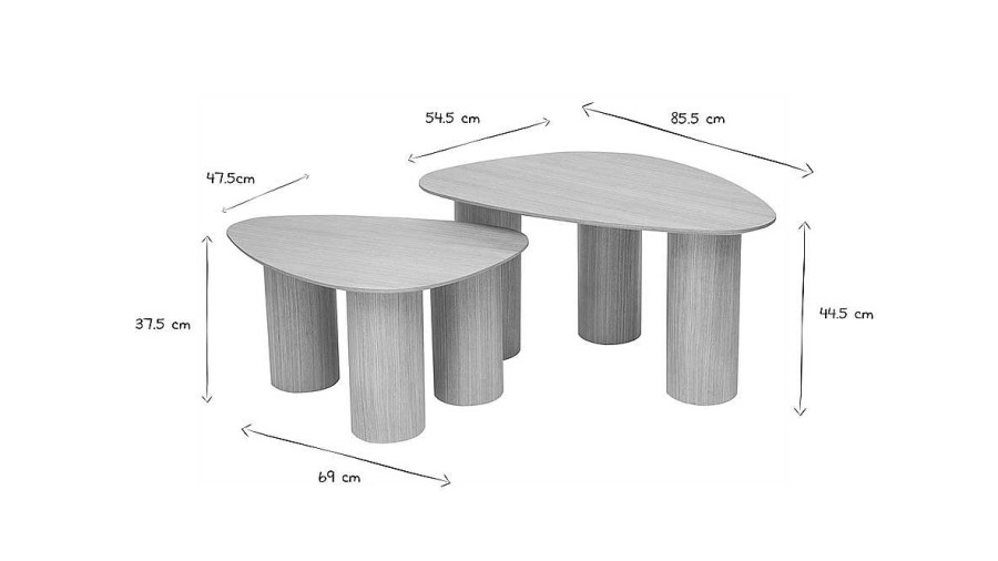 Table Miliboo | Tables Basses Gigognes Design En Bois Clair (Lot De 2) Foleen