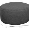 Canap & Fauteuil Miliboo | Pouf Rond En Tissu Gris Anthracite D70 Cm Coq