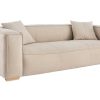 Canap & Fauteuil Miliboo Canap Design | Canap Design 3 Places En Tissu Effet Velours Naturel Et Bois Clair Cobain