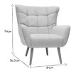 Canap & Fauteuil Miliboo Fauteuil Design | Fauteuil Scandinave En Tissu Effet Velours Textur Beige Et Bois Clair Avery