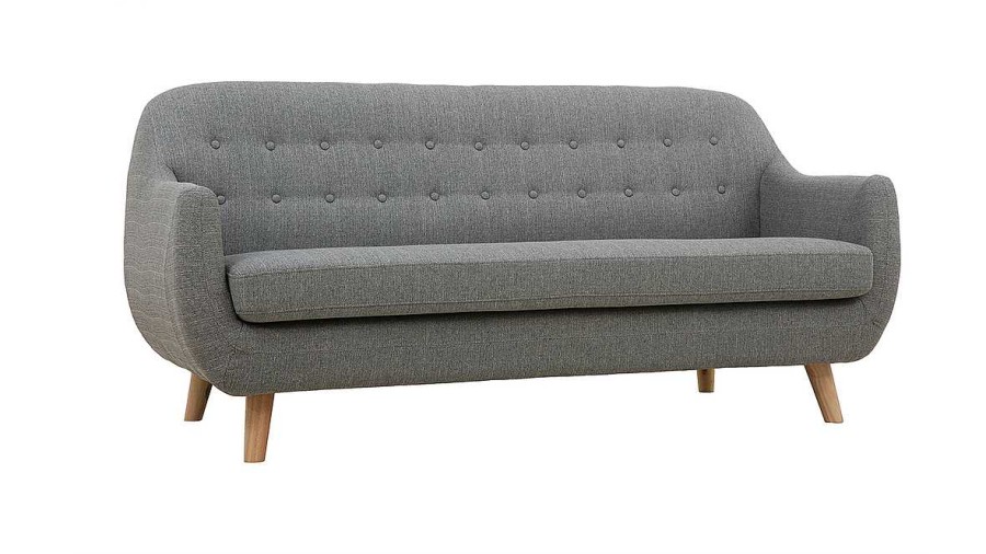 Canap & Fauteuil Miliboo Canap Design | Canap Scandinave D Houssable 3 Places En Tissu Gris Clair Et Bois Clair Ynok