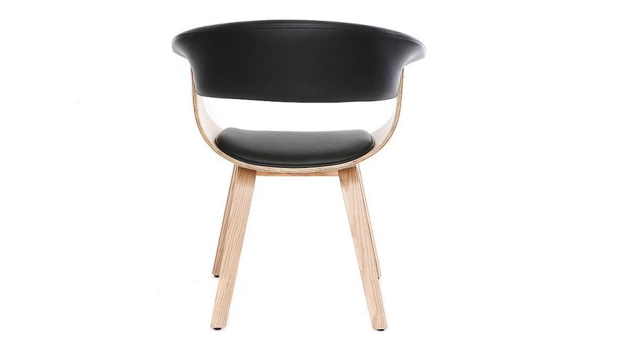 Canap & Fauteuil Miliboo Fauteuil Design | Chaise Scandinave Noir Et Bois Clair Oktav