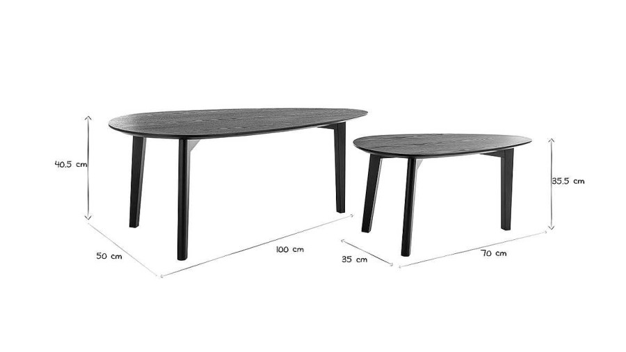 Table Miliboo | Tables Basses Gigognes Bois Noir (Lot De 2) Artik