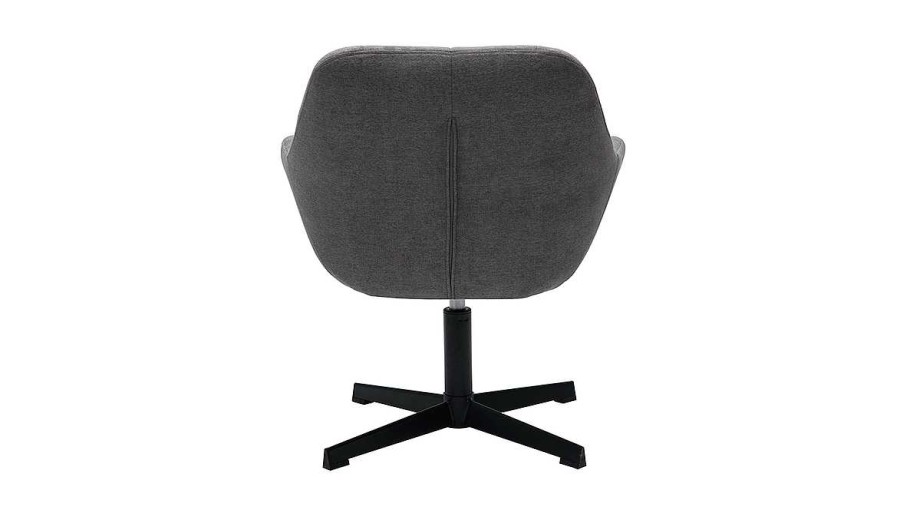 Canap & Fauteuil Miliboo Fauteuil Design | Fauteuil Pivotant Design En Tissu Effet Velours Gris Et M Tal Noir Darwin