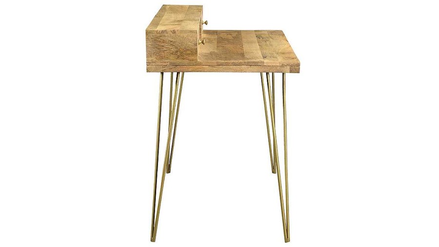 Bureau Miliboo Bureau Design | Bureau Avec Rangements Bois Manguier Massif Grav Et M Tal Dor L115 Cm Linium