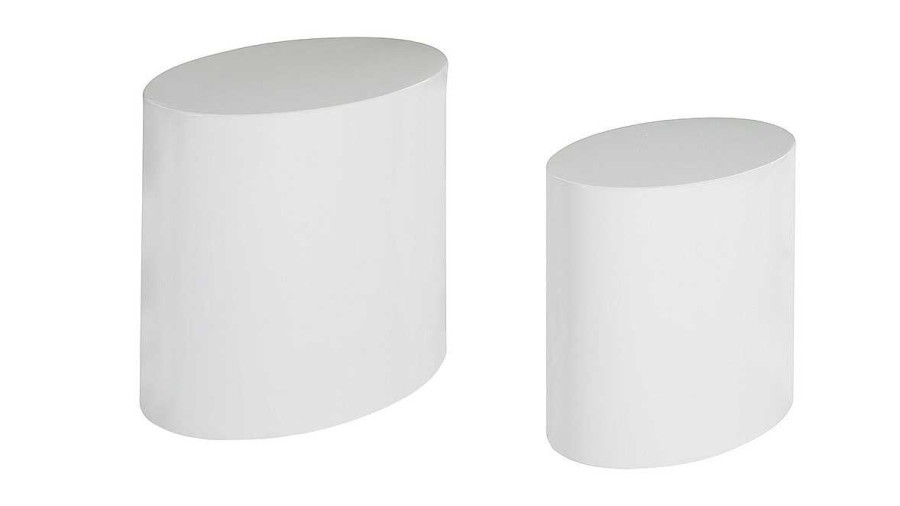 Table Miliboo | Tables Basses Gigognes Ovales Design Finition Blanc Laqu Brillant (Lot De 2) Famosa